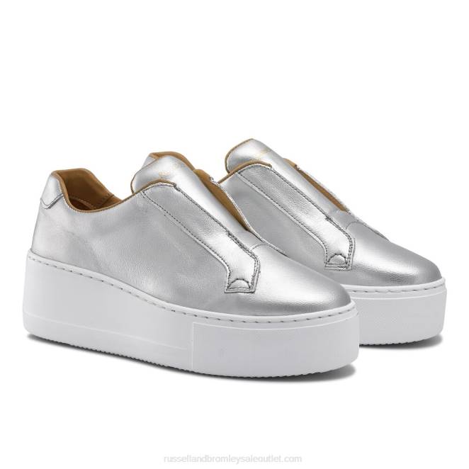 VXTJ16 plata Russell And Bromley mujer tenis park up con plataforma plana y sin cordones