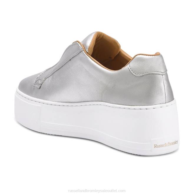 VXTJ16 plata Russell And Bromley mujer tenis park up con plataforma plana y sin cordones