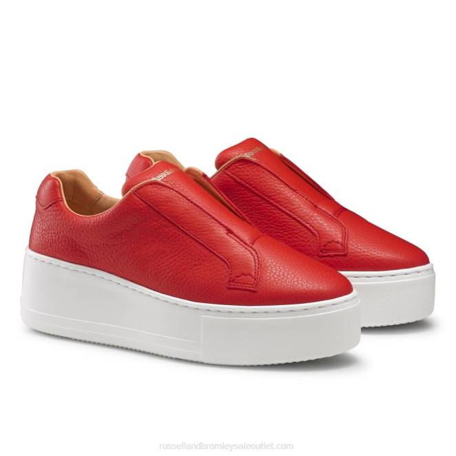 VXTJ23 rojo Russell And Bromley mujer tenis park up con plataforma plana y sin cordones