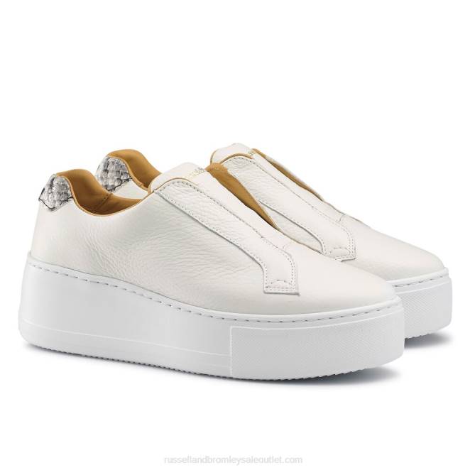 VXTJ2 blanco Russell And Bromley mujer tenis park up con plataforma plana y sin cordones