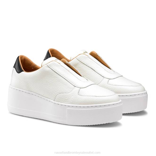 VXTJ33 blanco Russell And Bromley mujer zapatillas park ave con plataforma plana y sin cordones