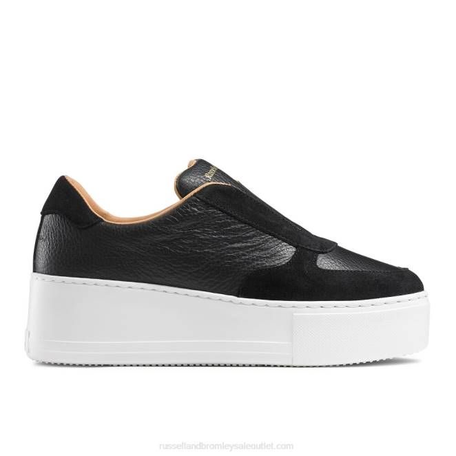 VXTJ37 negro Russell And Bromley mujer zapatillas park ave con plataforma plana y sin cordones