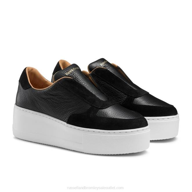 VXTJ37 negro Russell And Bromley mujer zapatillas park ave con plataforma plana y sin cordones