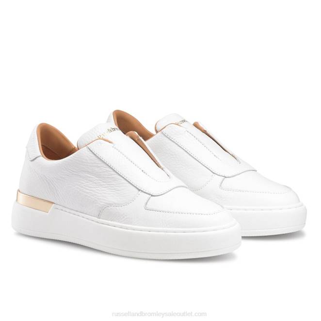 VXTJ43 blanco Russell And Bromley mujer tenis sin cordones de la fiebre del oro