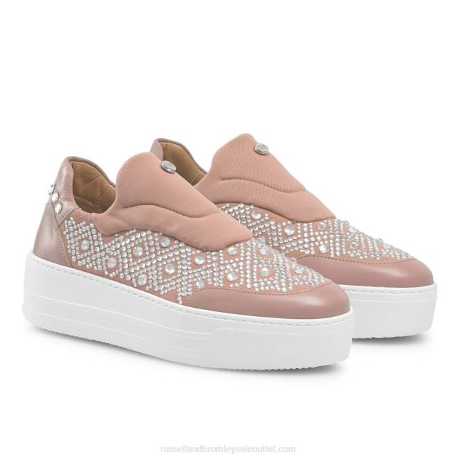 VXTJ51 rosa Russell And Bromley mujer tenis sin cordones con adornos idolize