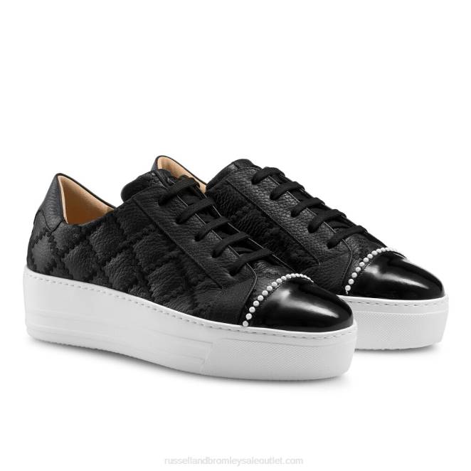 VXTJ62 negro Russell And Bromley mujer tenis con cordones Esplanade