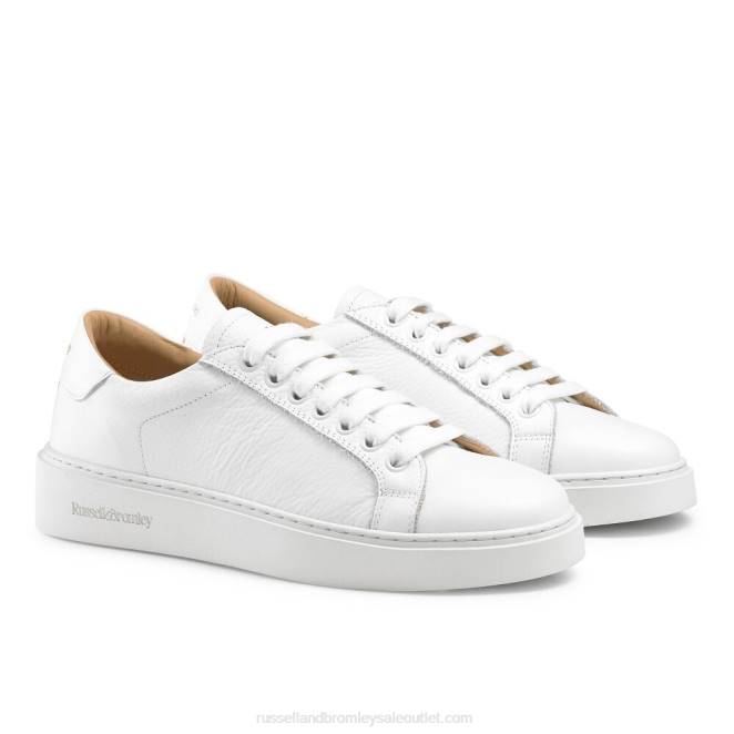 VXTJ64 blanco Russell And Bromley mujer top bajo brillante con cordones