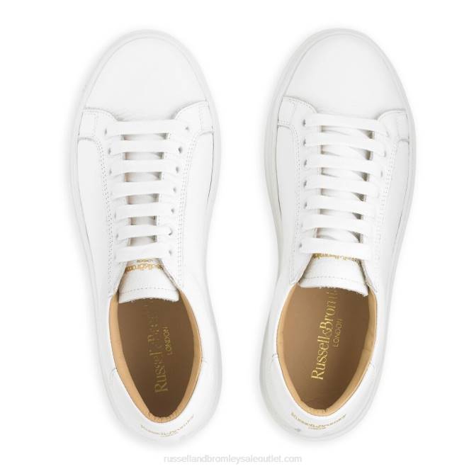 VXTJ64 blanco Russell And Bromley mujer top bajo brillante con cordones