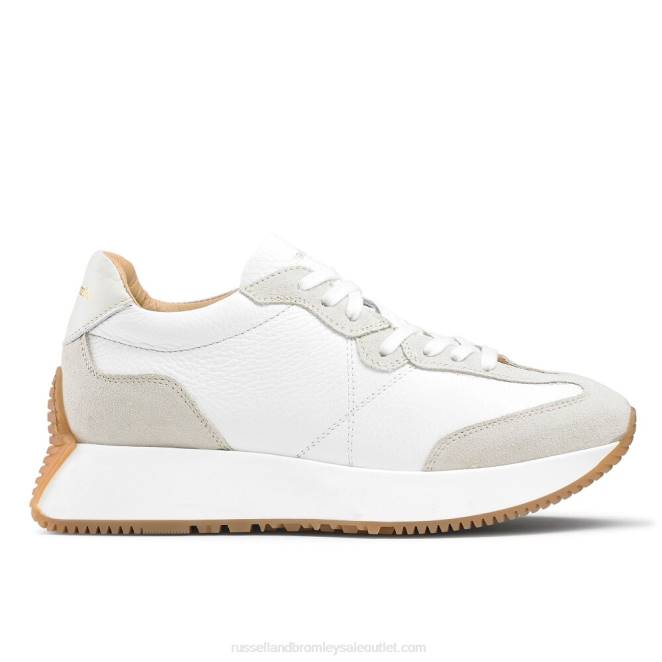 VXTJ66 blanco Russell And Bromley mujer tenis con suela acampanada