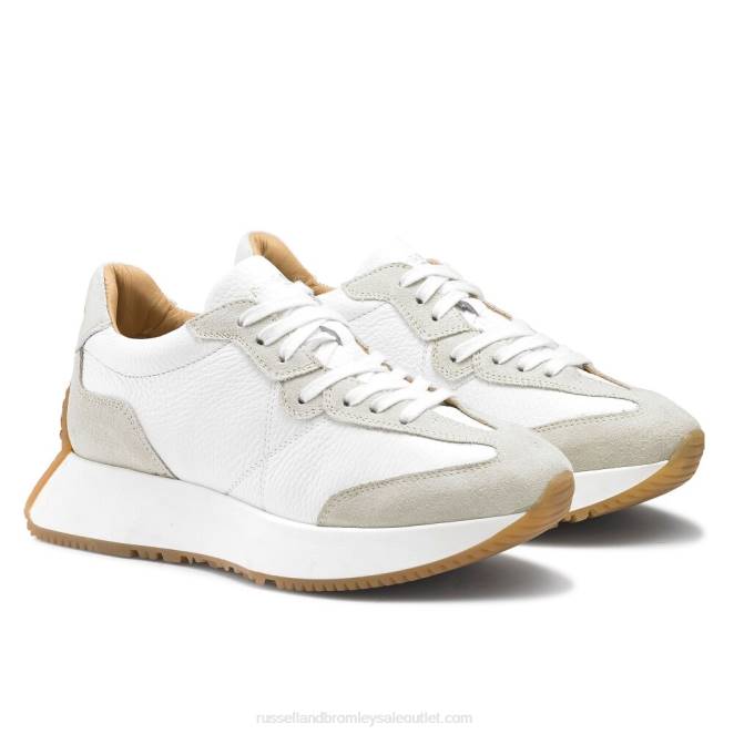 VXTJ66 blanco Russell And Bromley mujer tenis con suela acampanada