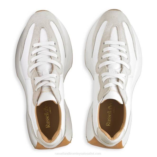 VXTJ66 blanco Russell And Bromley mujer tenis con suela acampanada