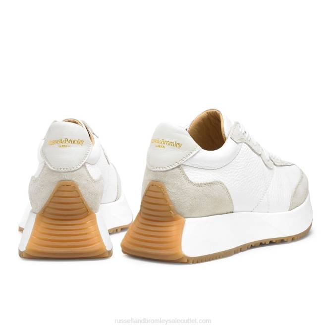 VXTJ66 blanco Russell And Bromley mujer tenis con suela acampanada