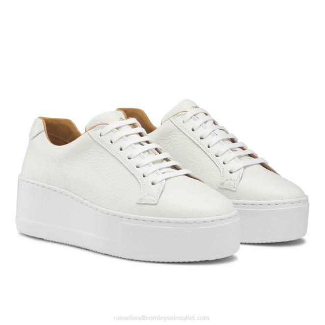 VXTJ69 blanco Russell And Bromley mujer plataforma plana con cordones park life