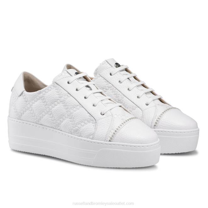 VXTJ74 blanco Russell And Bromley mujer zapatillas Esplanade con cordones