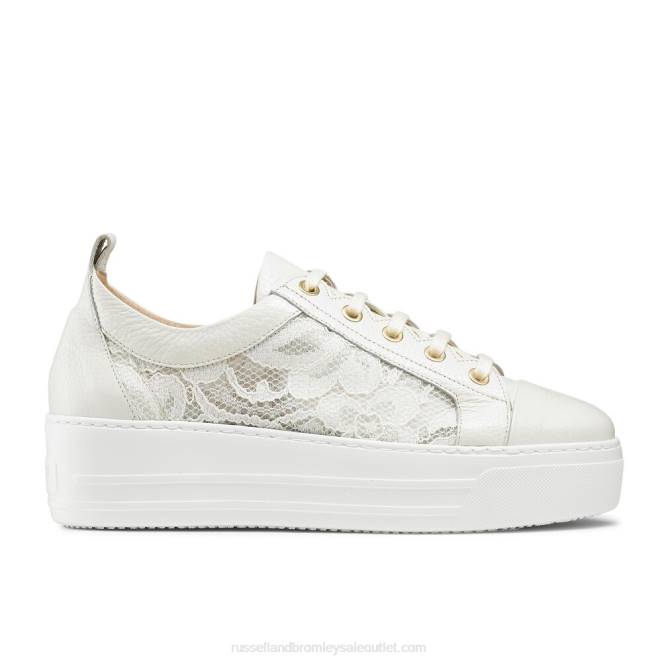 VXTJ78 blanco Russell And Bromley mujer tenis con cordones