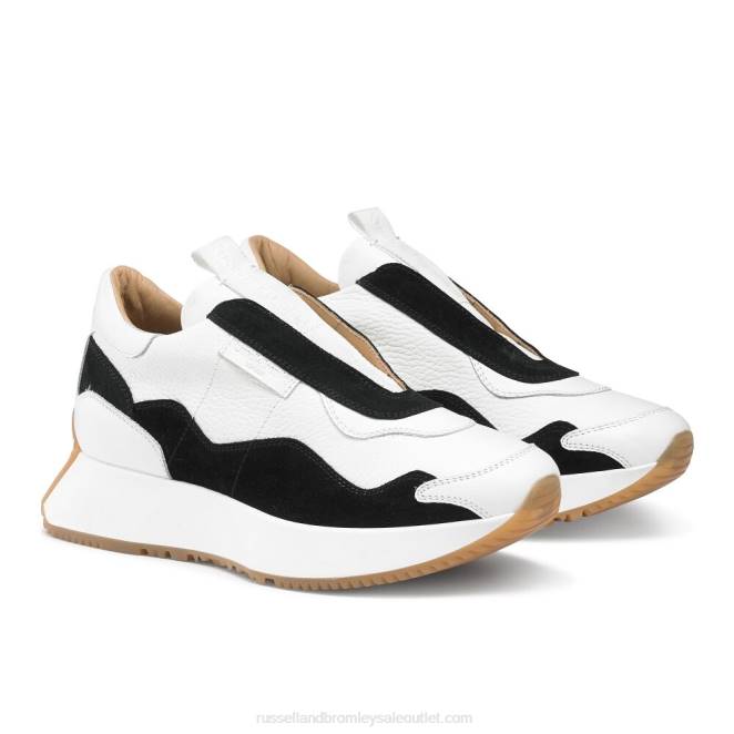 VXTJ88 blanco Russell And Bromley mujer tenis atemporales acampanados sin cordones