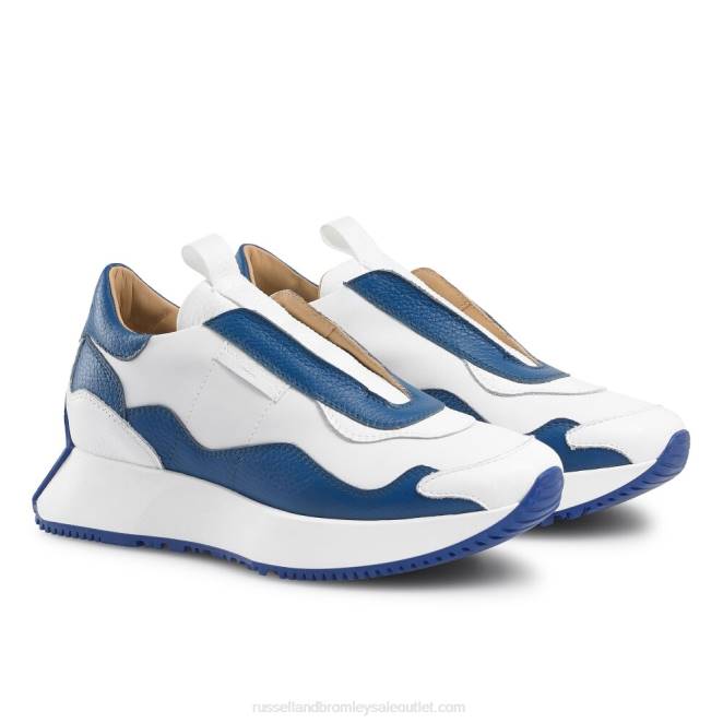 VXTJ8 blanco Russell And Bromley mujer tenis atemporales acampanados sin cordones